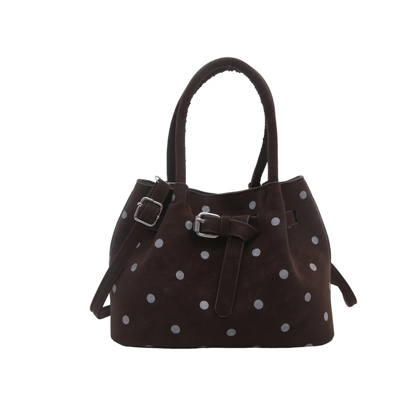 Legere Wildleder-Punktedot-Handtasche