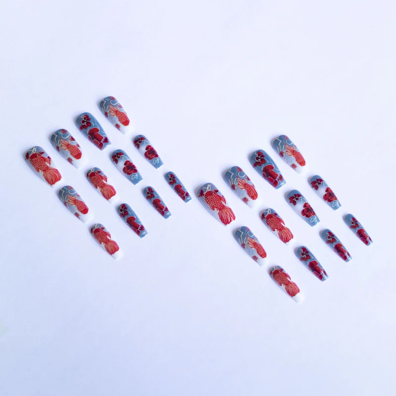 Künstlerisches Florales und Fisch Nail Art Set