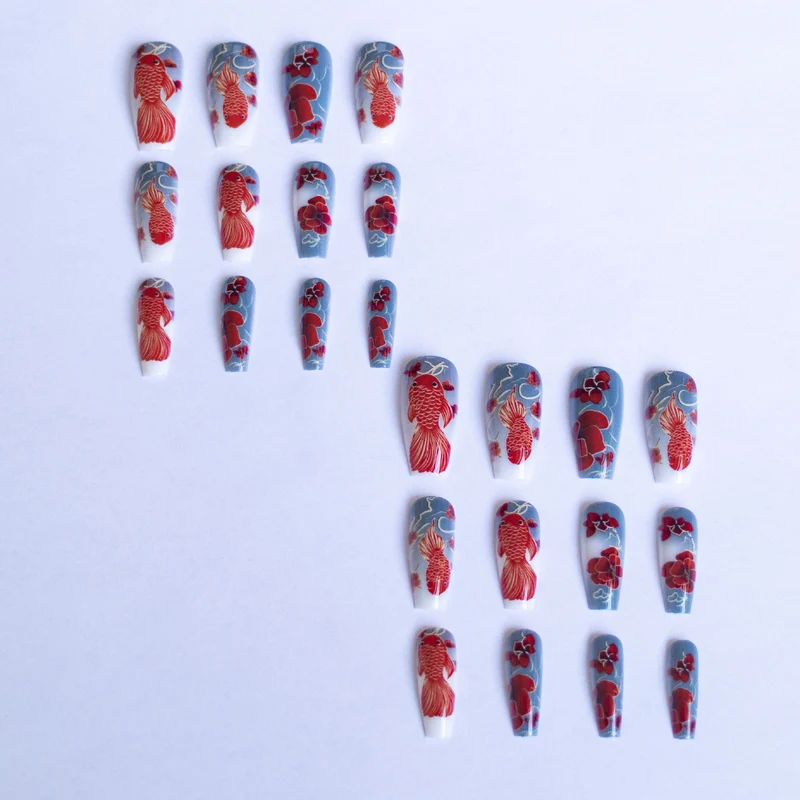 Künstlerisches Florales und Fisch Nail Art Set