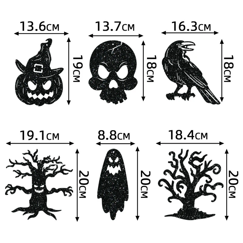 Mehrteiliges Hängendes Halloween-Deko-Set aus Glitzer-Silhouetten