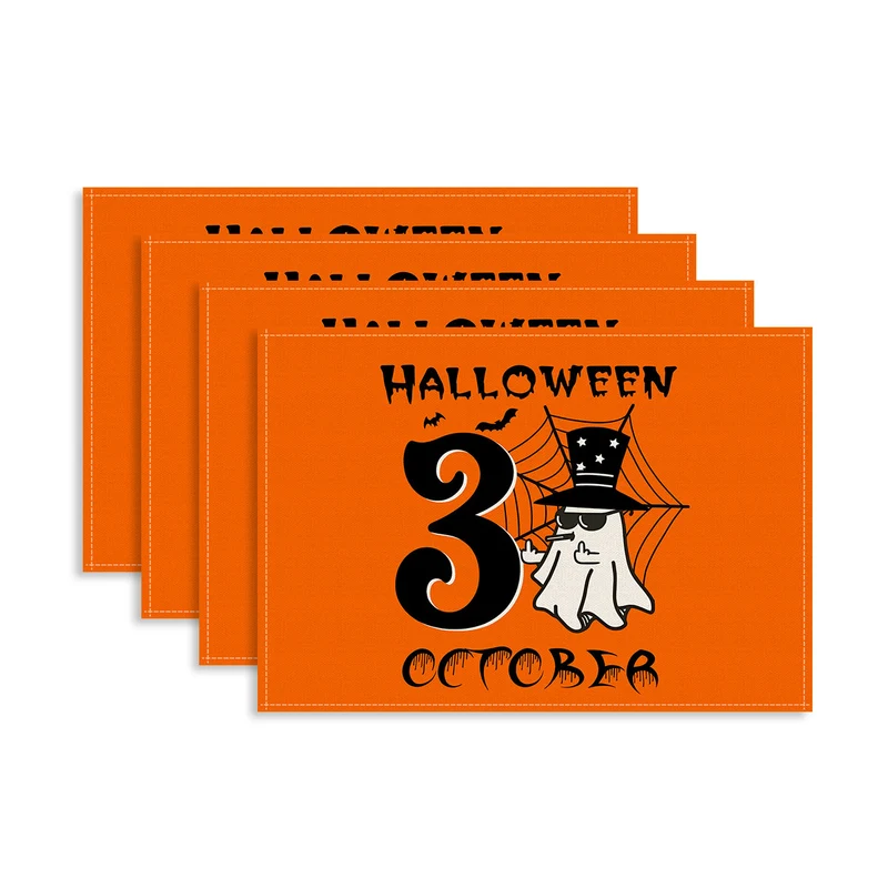 Mehrteiliges Halloween-Tischset aus abwischbarem Vinyl rutschfeste Platzdeckchen