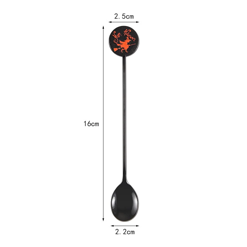 Langer Bar‑Löffel Cocktail‑Rührlöffel aus Edelstahl mit Halloween‑Geistmotiv