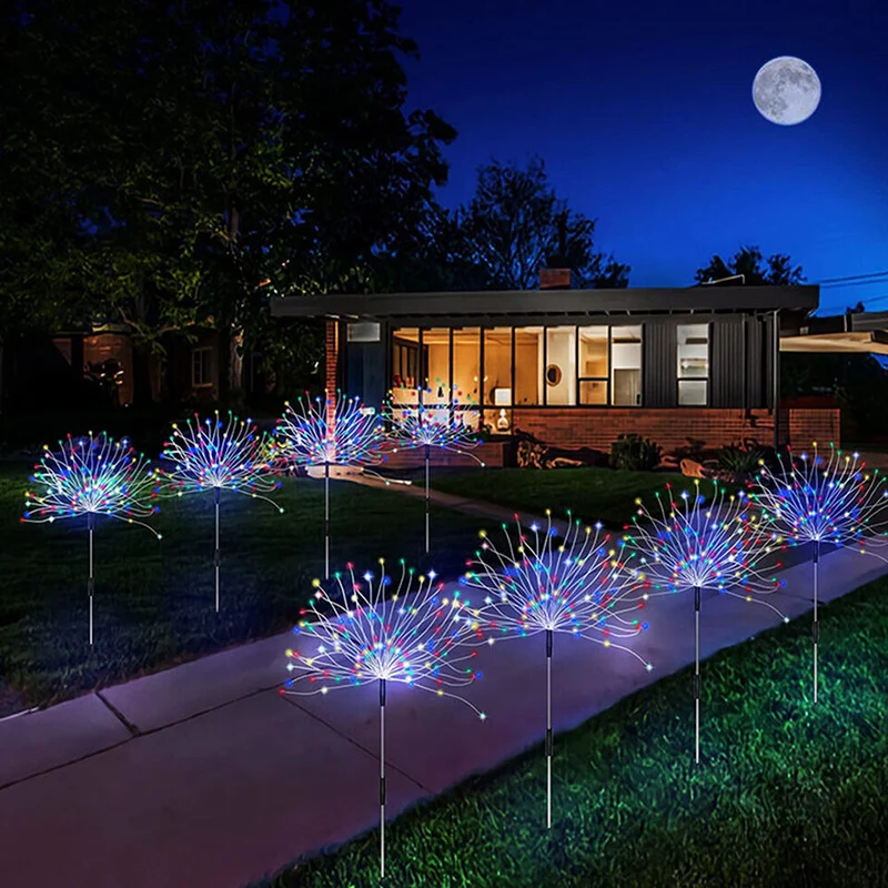 Wunderkerzen-Stil Solarbetriebene LED-Gartenstecker mit dynamischem Feuerwerkseffekt Skanto