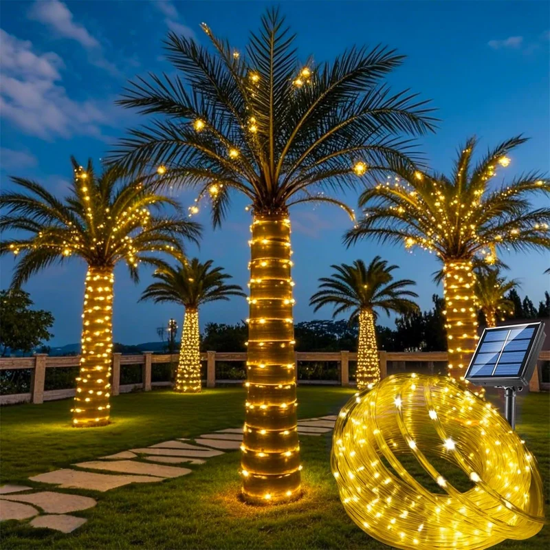 Solarbetriebene warmweiße flexible LED-Seilleuchten zum Umwickeln von Bäumen und zur Landschaftsgestaltung Skanto