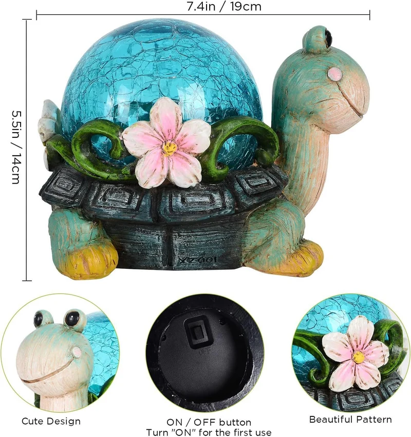 Solarbetriebene Sukkulenten-Schildkröten-Pflanzgefäß-Nachtlicht-Ornament Skanto
