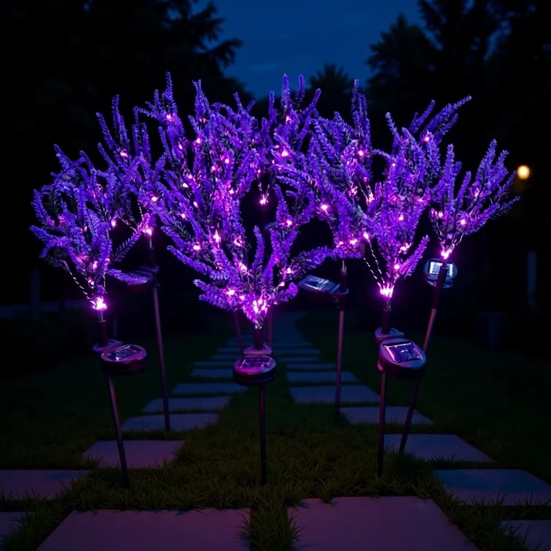 Solarbetriebene simulierte Lavendelblüten-Gartenstecker mit spießmontierter Steuerung Skanto