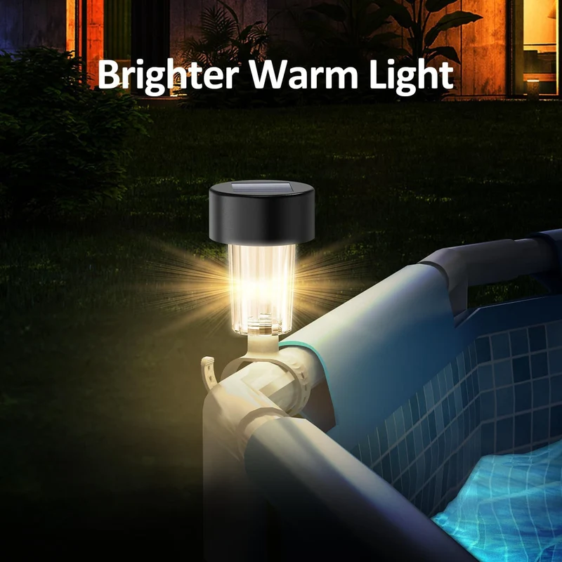 Solar-LED-Clip-On-Poolrandleuchte für Aufstellpools mit wasserdichter, robuster Halterung Skanto