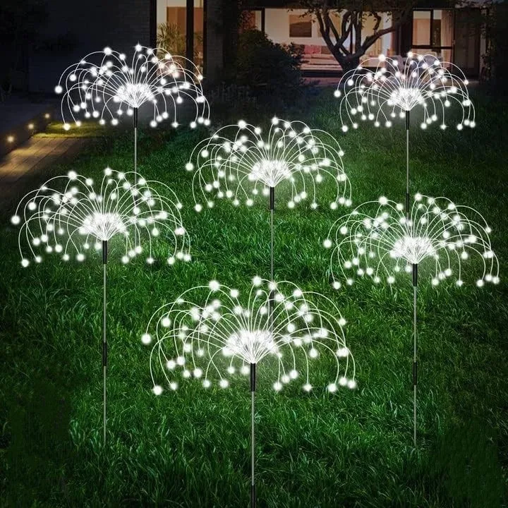 Solarbetriebene Glasfaser-Pusteblumen-Gartenstecker mit wasserdichtem LED-Feuerwerkseffekt Skanto