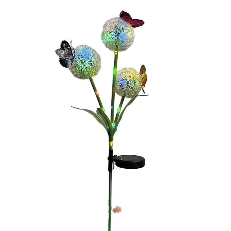 Dekorative Solar-LED-Pusteblumen-Erdspießleuchten mit Schmetterlingsdetails Skanto