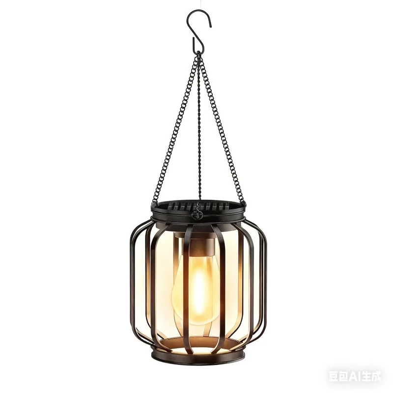 Vintage-Hängemetalllaterne mit Edison-Glühbirnenkäfig und verstellbarer Kette Skanto