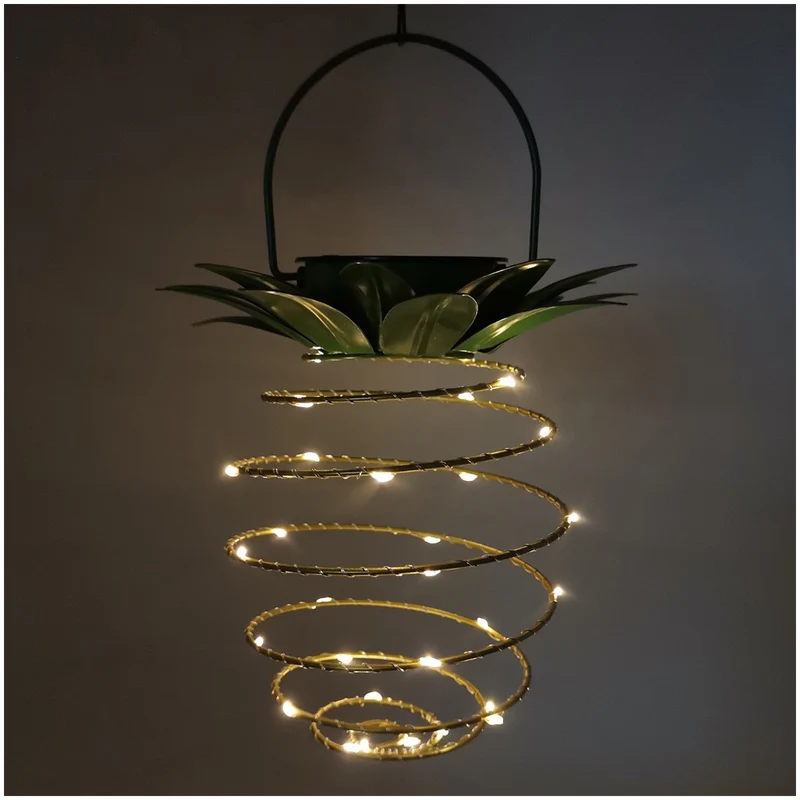 Spiral-Pendel-LED-Hängepflanzenlampe mit künstlichem tropischem Blätteraufsatz Skanto
