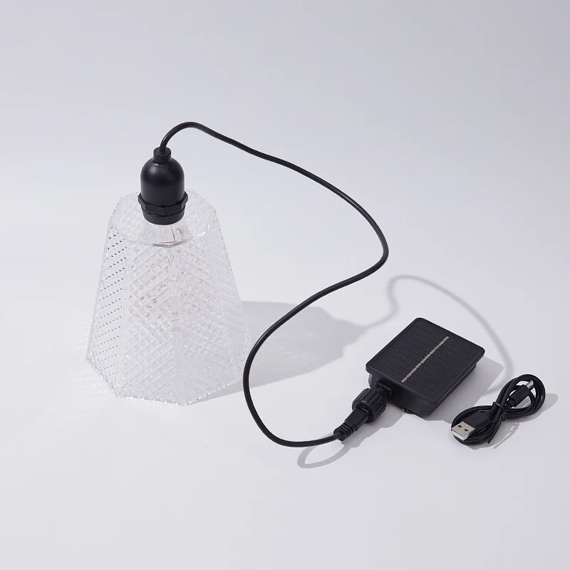 Solar-USB-wiederaufladbare Pendelleuchte aus strukturiertem Glas Skanto