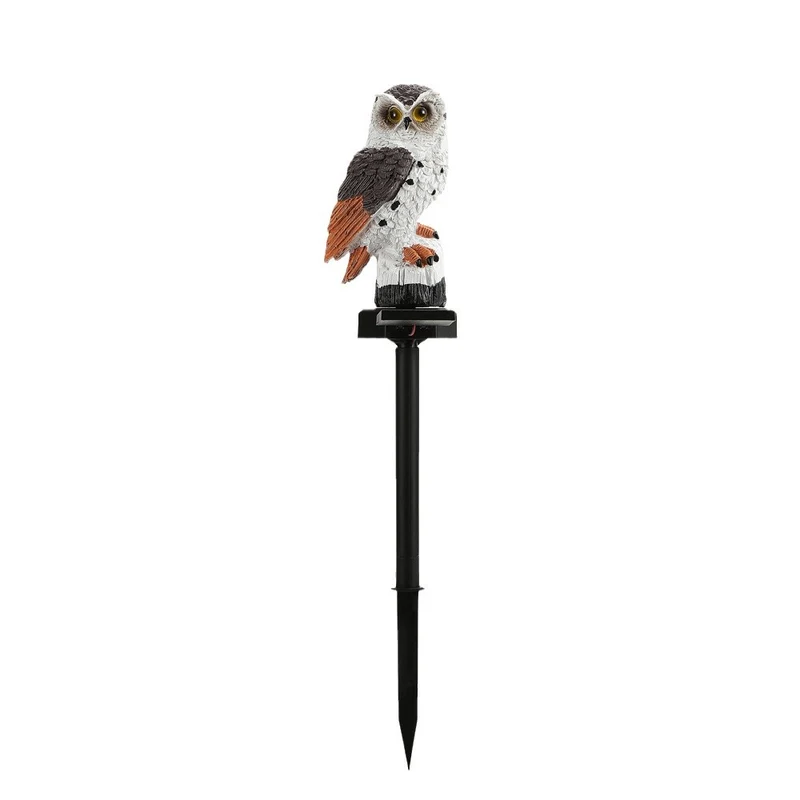 Solarbetriebene Eulen-Gartenstecker-Leuchte mit realistischer Harzskulptur und automatischer Dämmerungs-LED Skanto