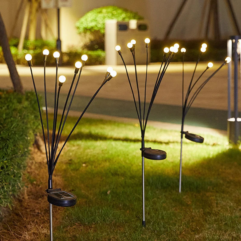Skanto Solar LED Löwenzahn Gartensteckerleuchten mit flexiblen Multi-Kopf-Stielen und integriertem Solarpanel Skanto