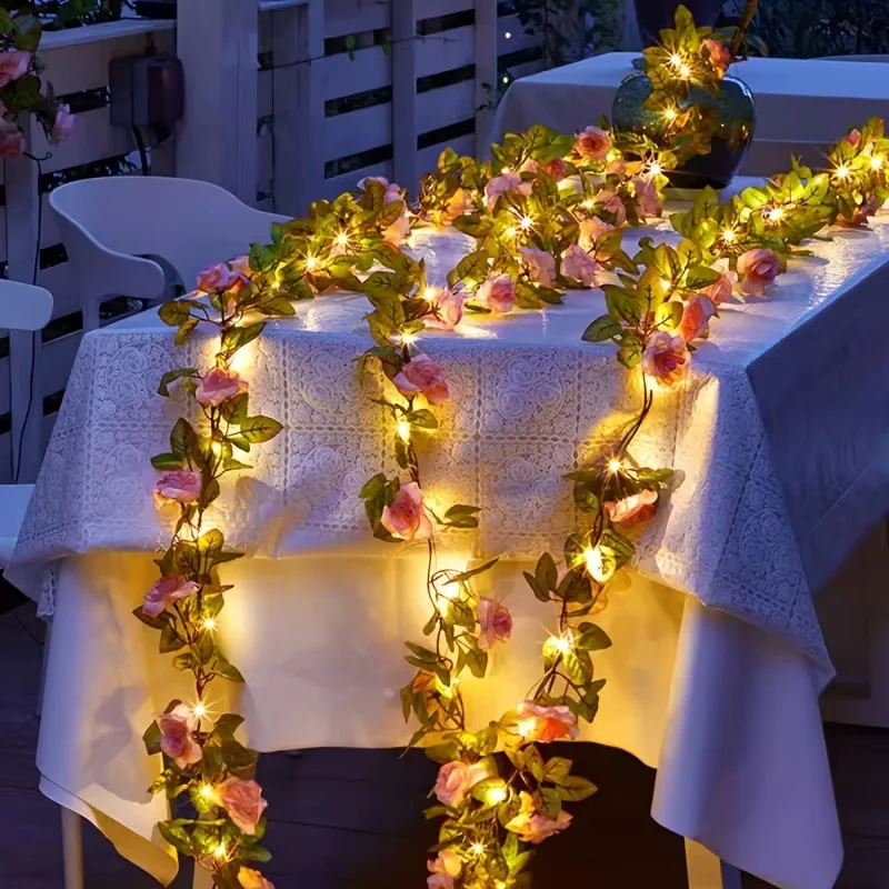 Romantische Rosenranken-LED-Girlande mit Mikro-Lichtern und wetterfestem flexiblem Stiel Skanto