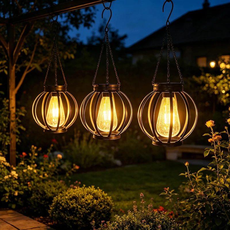 Outdoor Hänge-Metallkäfig-Pendelleuchte mit verstellbarer Kette und Vintage-Glühfaden-LED Skanto