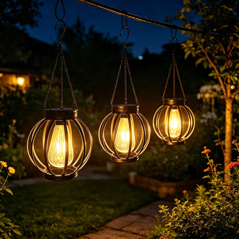 Outdoor Hänge-Metallkäfig-Pendelleuchte mit verstellbarer Kette und Vintage-Glühfaden-LED Skanto