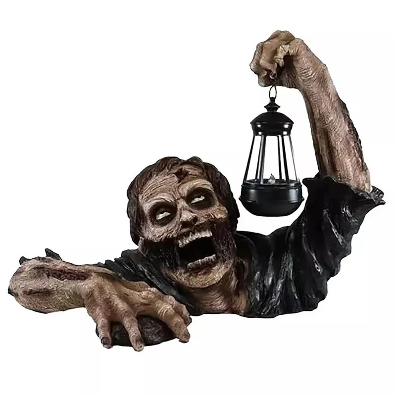 Realistische kriechende Zombie-Wanddekoration mit LED-Laterne und 3D-Relief