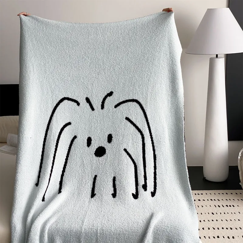 Wendbare Kuscheldecke aus Frottee mit dekorativem Hundemotiv