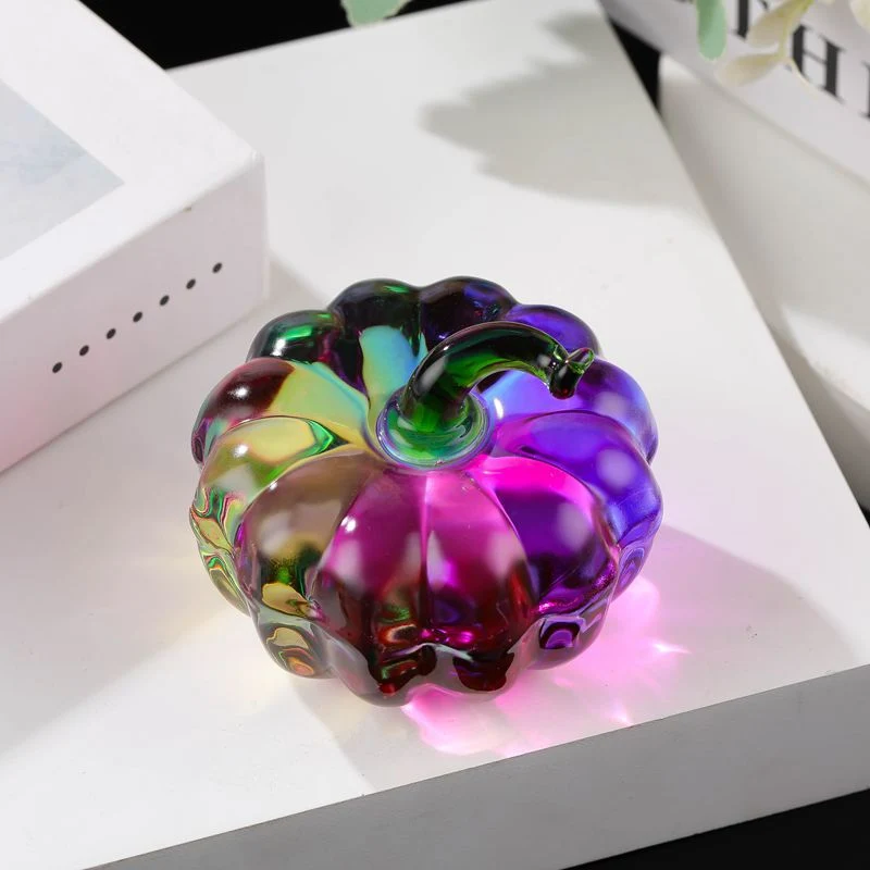 Handgeblasene Glas-Kürbis Dekofigur mit geschwungenem Stiel