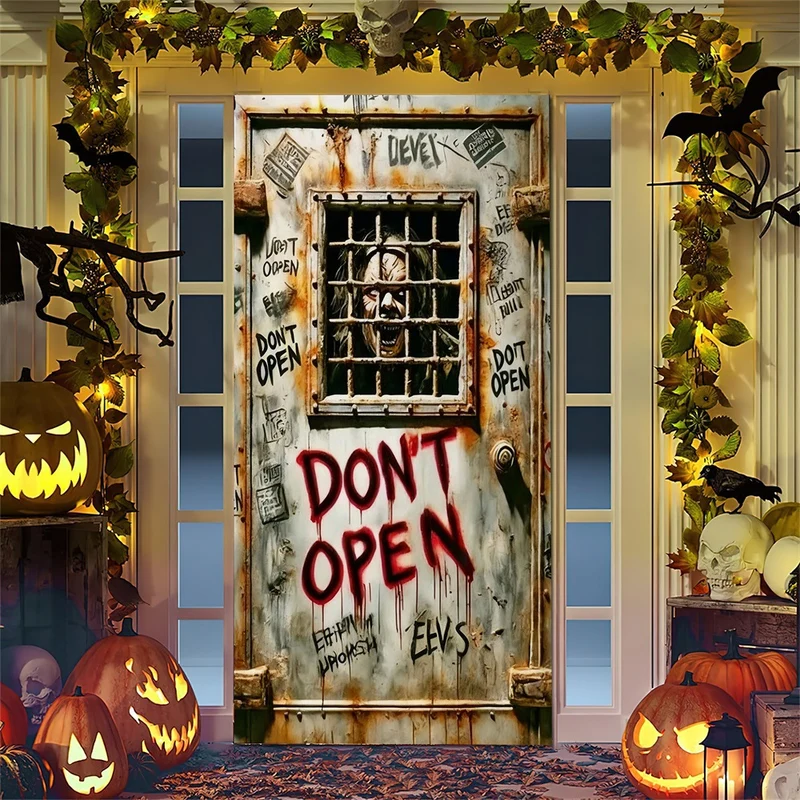 Halloween-Türposter mit großformatiger Grim-Reaper-Illustration und wiederverwendbarem PVC-Planenstoff
