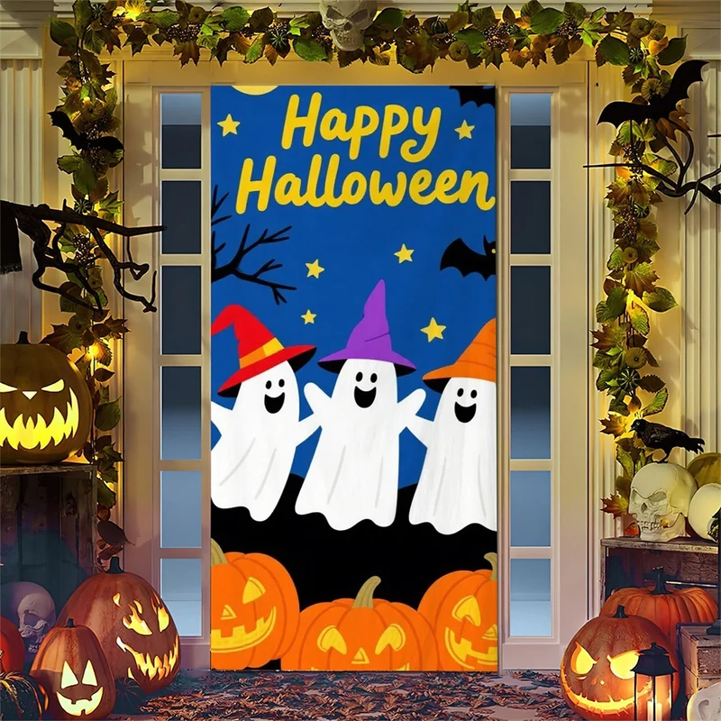 Halloween-Türposter mit großformatiger Grim-Reaper-Illustration und wiederverwendbarem PVC-Planenstoff