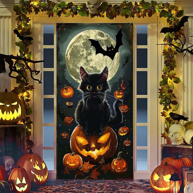 Halloween-Türposter mit großformatiger Grim-Reaper-Illustration und wiederverwendbarem PVC-Planenstoff