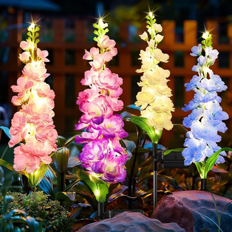 Dekorativer hoher künstlicher Delphinium-Gartenstecker mit Edelstahlspieß und verstellbarem Clip Skanto