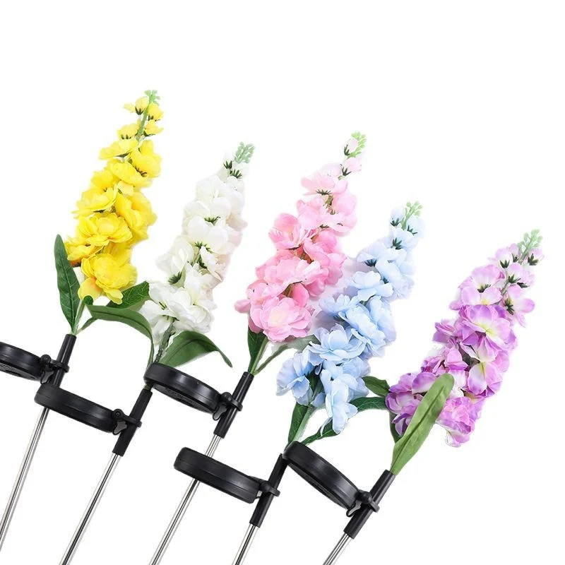 Dekorativer hoher künstlicher Delphinium-Gartenstecker mit Edelstahlspieß und verstellbarem Clip Skanto