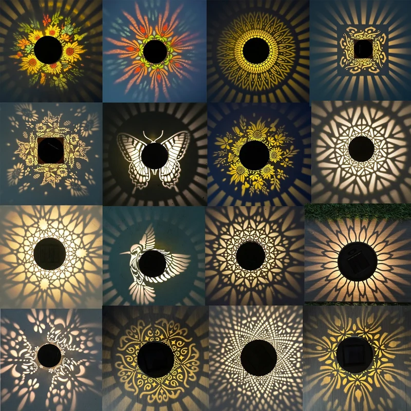Dekorative Solar-RGB-Mandala-Projektions-Wand- & Gartensteckerleuchte Skanto