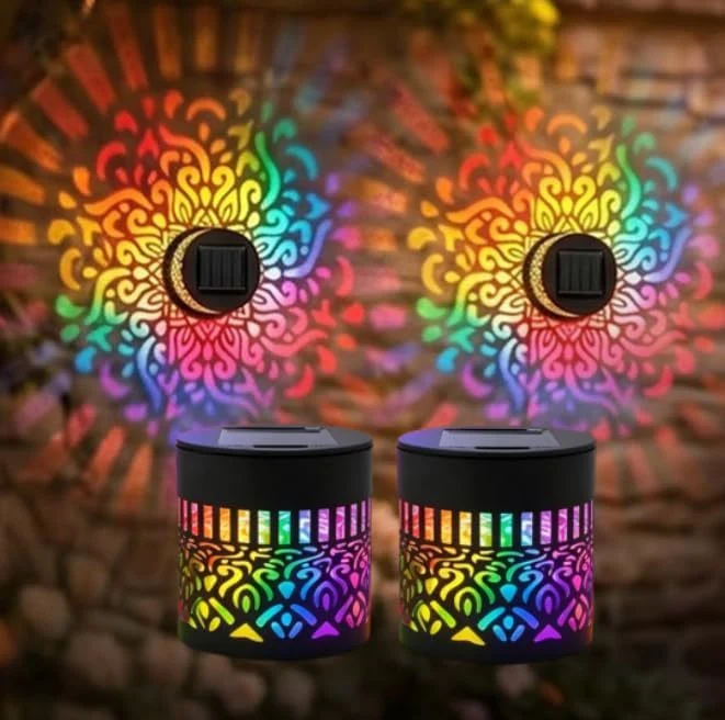 Dekorative Solar-RGB-Mandala-Projektions-Wand- & Gartensteckerleuchte Skanto