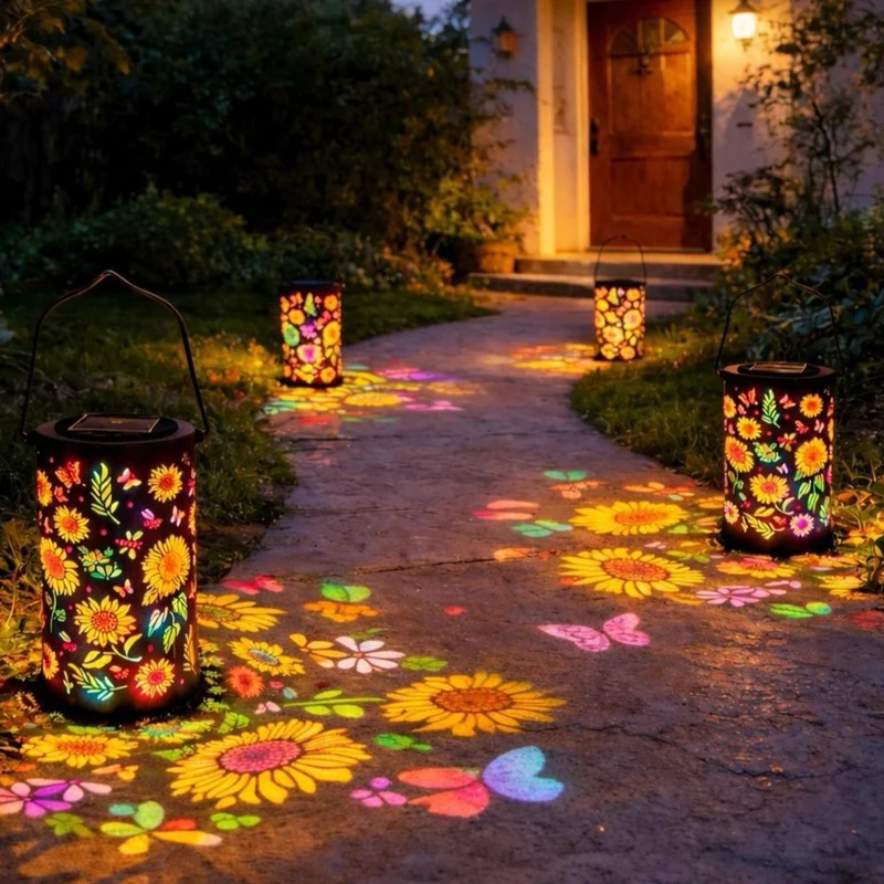 Dekorativer Solar-Gartenstecker mit Sonnenblumen-Projektion Skanto