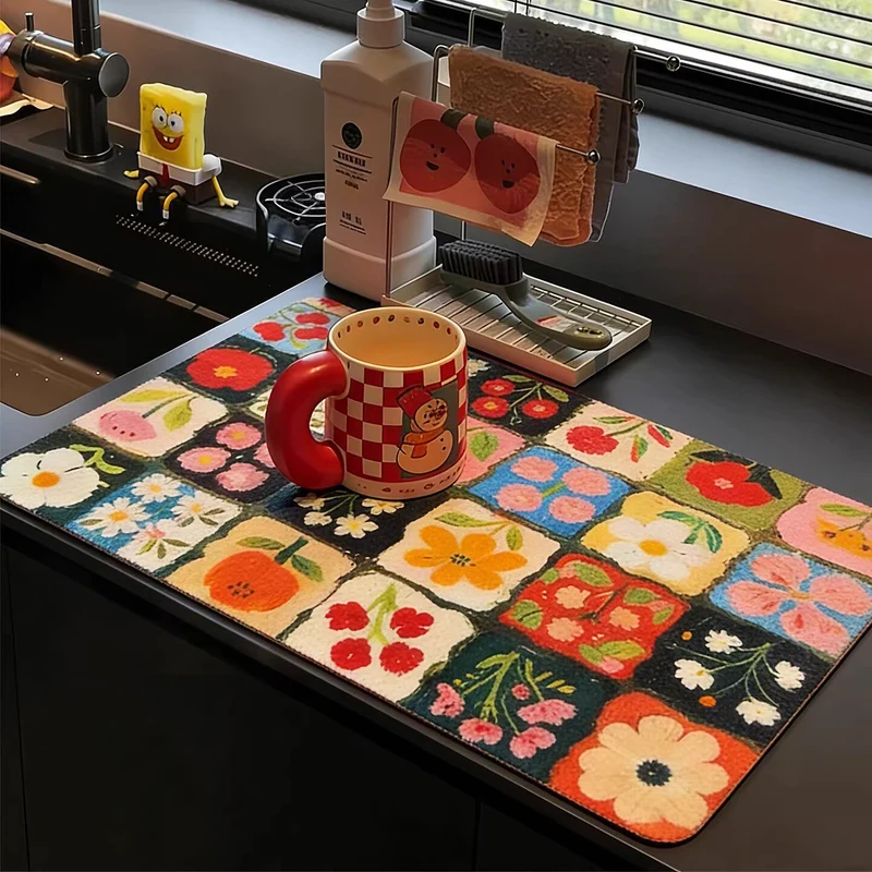 Bunte florale Küchentischmatte