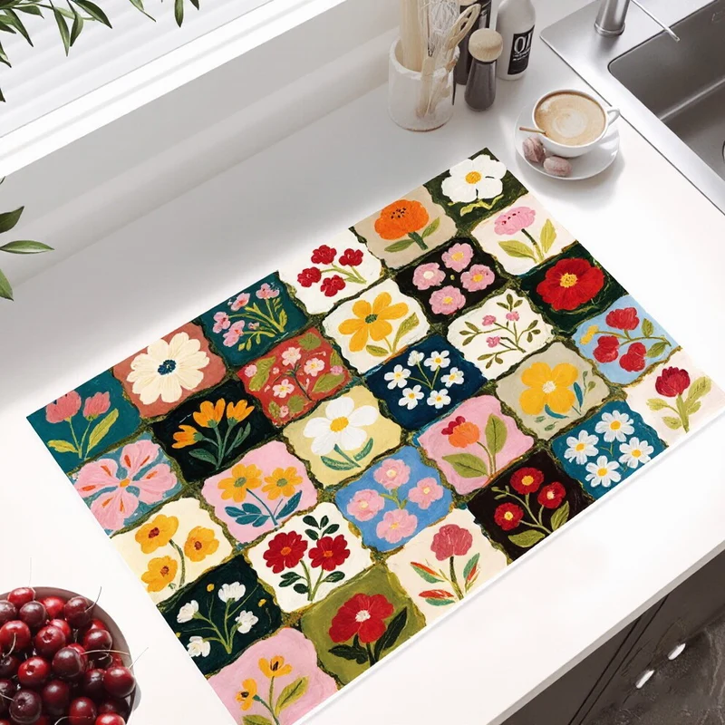 Bunte florale Küchentischmatte