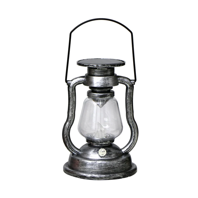 Antik-inspirierte Solar-LED-Laterne mit Glaskuppel und Metallgriff Skanto