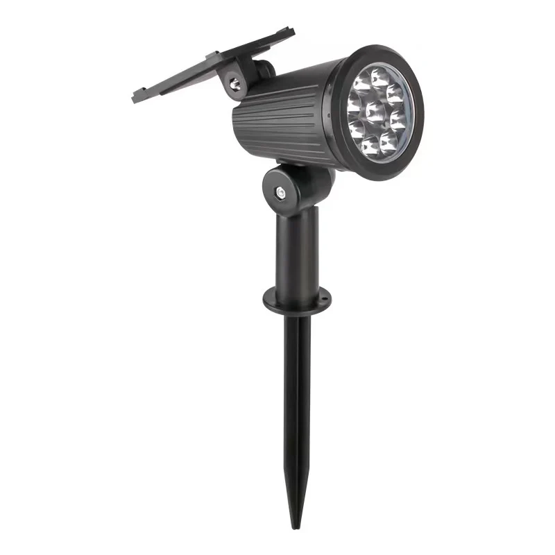 Verstellbarer Solar-LED-Gartenstrahler mit Erdspieß, schwenkbarem Kopf, integriertem Solarpanel und wetterfestem Gehäuse Skanto