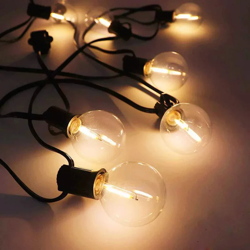 Vintage LED Filament Globus Lichterkette Outdoor Terrassen-Glühbirnen-Girlande Skanto