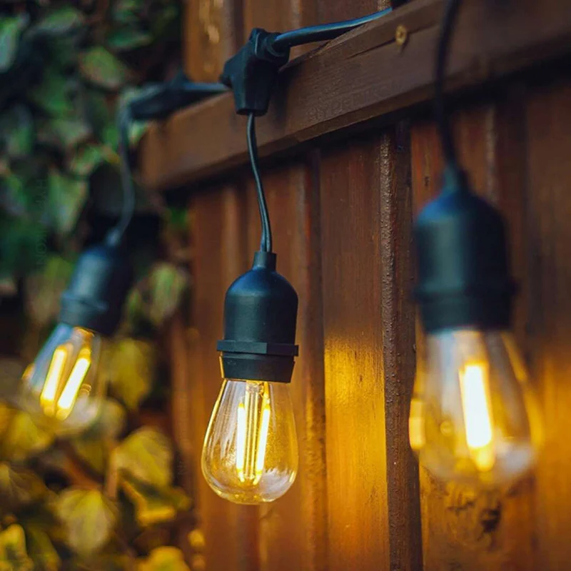 Vintage LED Filament Globus Lichterkette Outdoor Terrassen-Glühbirnen-Girlande Skanto
