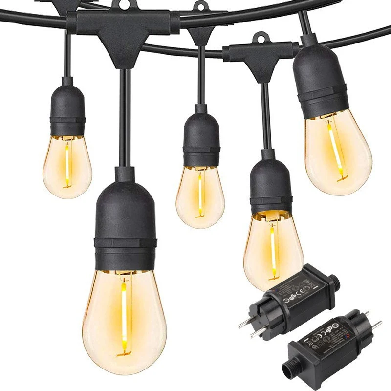 Vintage LED Filament Globus Lichterkette Outdoor Terrassen-Glühbirnen-Girlande Skanto