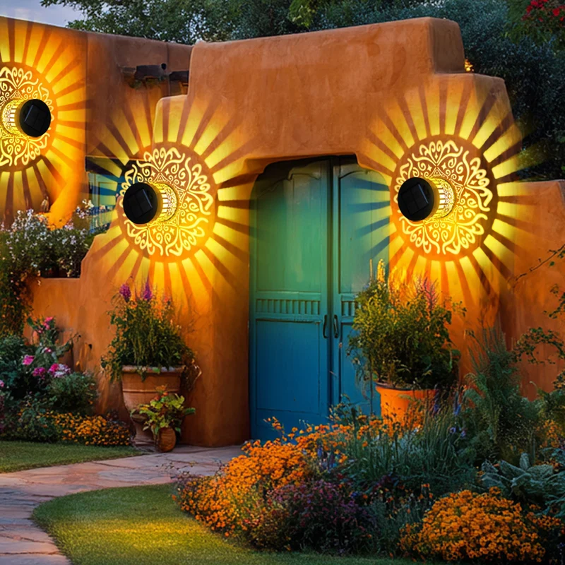 Solar-Projektor-Gartenleuchte mit dekorativem Blumenmuster und Dämmerungssensor Skanto