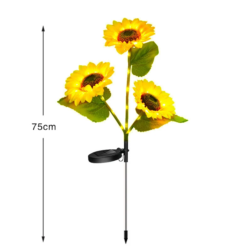 Solarbetriebene Outdoor-Gartensteckerleuchten mit realistischen Sonnenblumen und wasserdichtem Solarregler Skanto