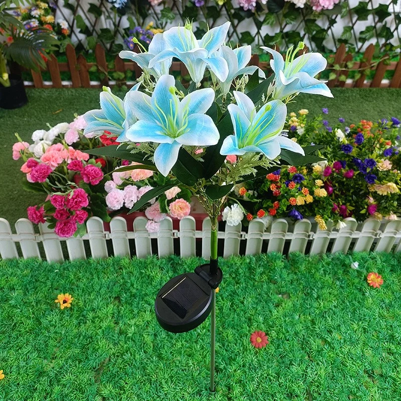 Solarbetriebener lebensechter Lilienblüten-Landschaftsstecker mit Mikro-LED-Cluster und teleskopischem Erdspieß Skanto