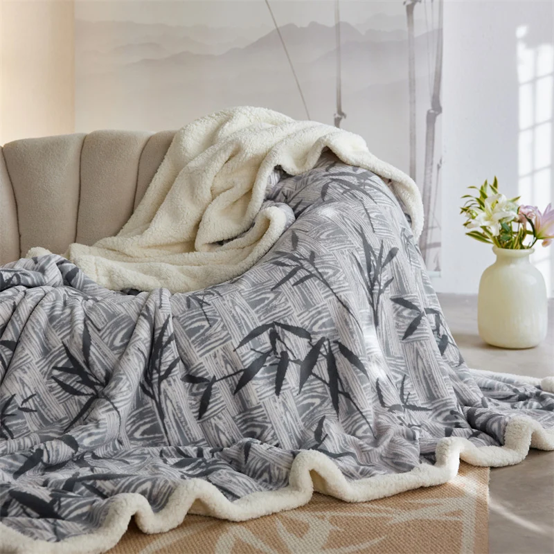 Kuschelige Wohndecke mit Sherpa-Futter und Jacquardmuster