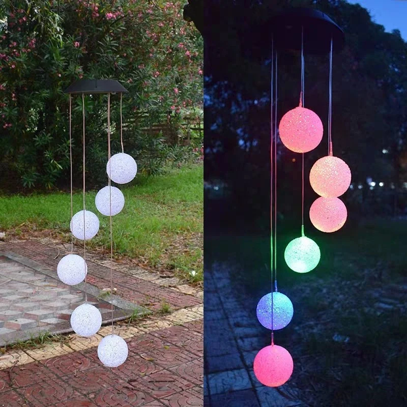 Solarbetriebenes hängendes Kolibri-LED-Windspiel mit farbwechselnden RGB-Acrylvögeln und wetterfestem Oberteil Skanto