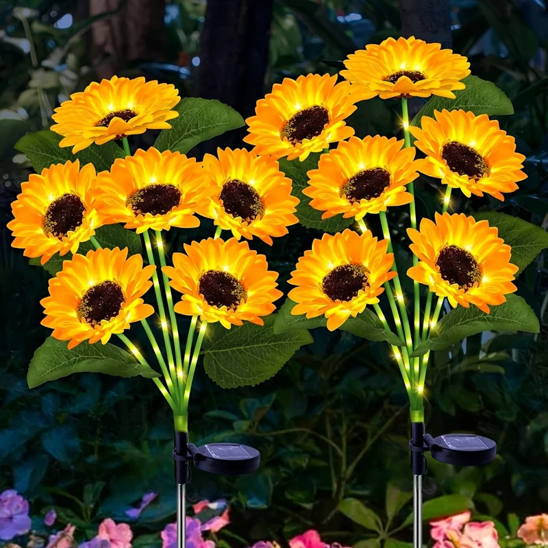 Solar-Dekorativer Sonnenblumen-Gartenstecker mit Multi-Bloom LED wasserdichtem Panel Skanto