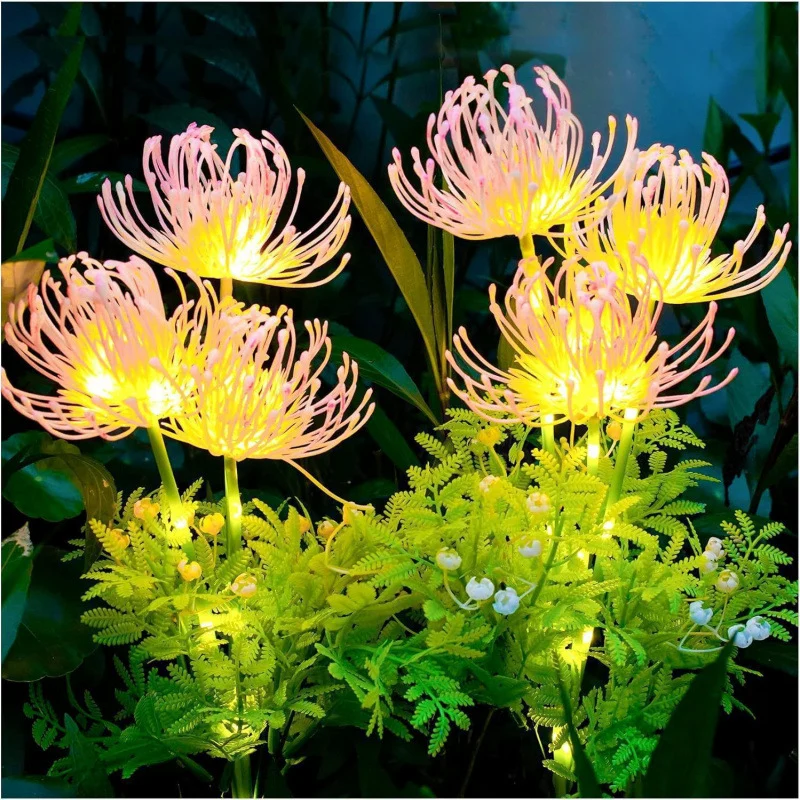 Skanto Solar-LED-Chrysanthemen-Gartensteckerleuchten mit integriertem Photovoltaikpanel, flexiblem Stiel und Dämmerungssensor Skanto