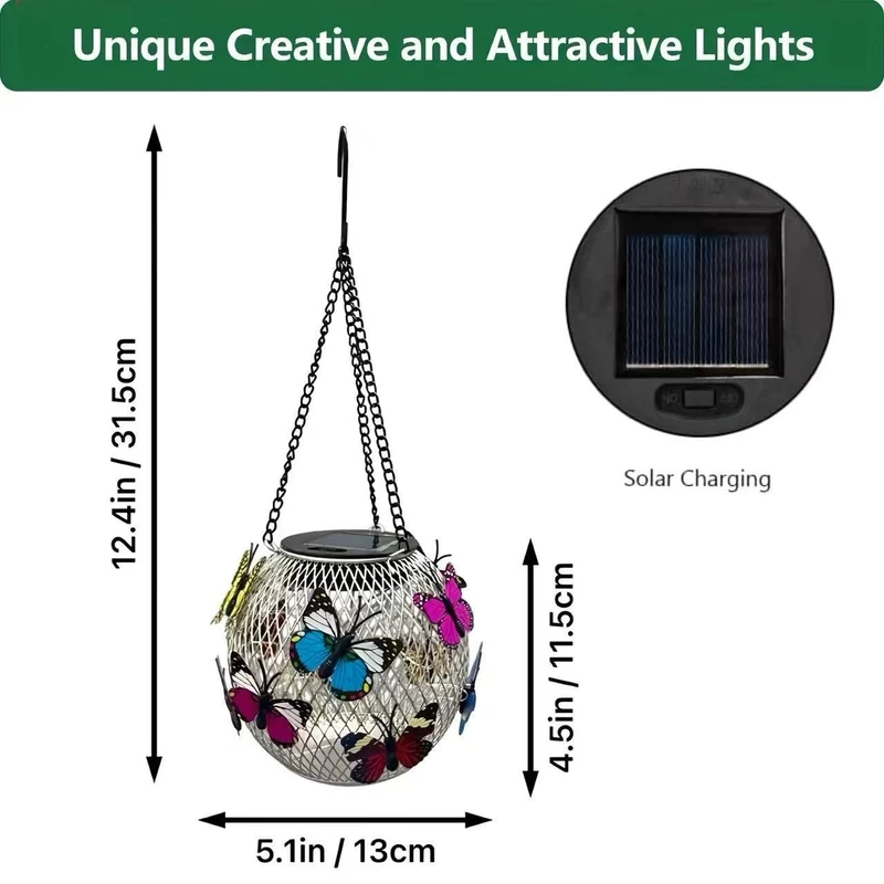 Solar-Hängeleuchten für den Außenbereich mit Vintage-LED-Glühfadenbirne und Metallkäfig, wasserdichte Pendelleuchte Skanto