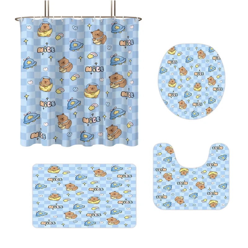 Vierteiliges Badezimmer-Set im niedlichen Bären-Design Skanto
