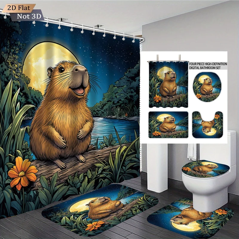 Vierteiliges Badezimmer-Set im niedlichen Bären-Design Skanto