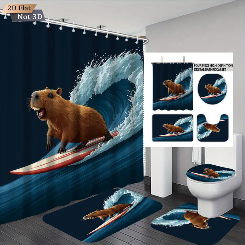 Vierteiliges Badezimmer-Set im niedlichen Bären-Design Skanto